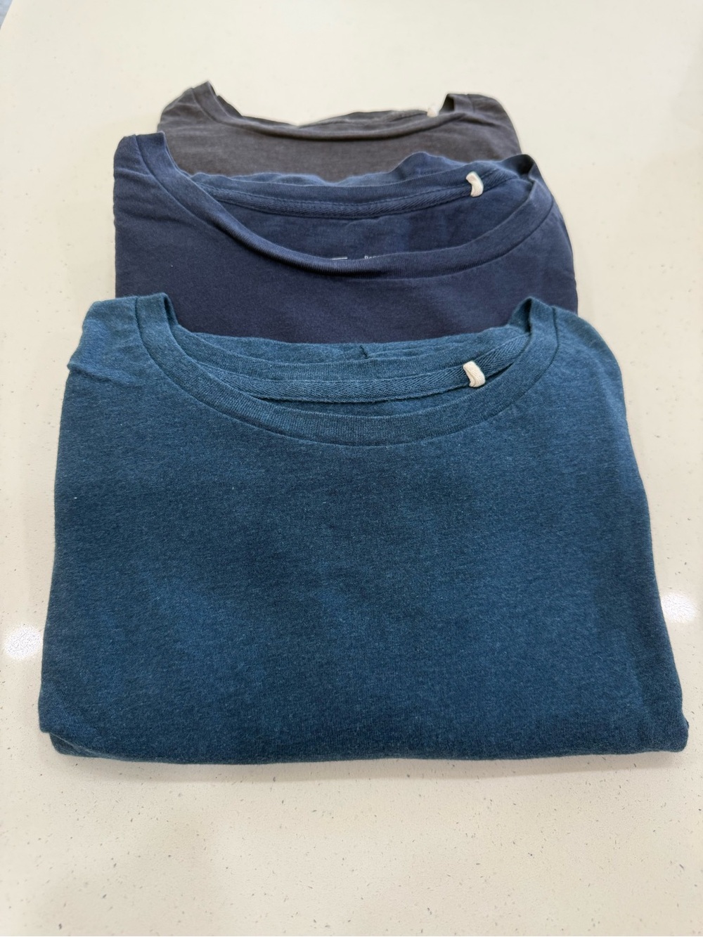 Patagonia reliabili-Tee 3 pack in charcoal, navy & slate blue
